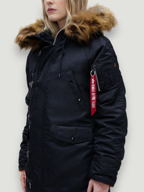 Куртка Аляска Женская - Alpha N-3B W Parka (черный/оранж - black/orange)