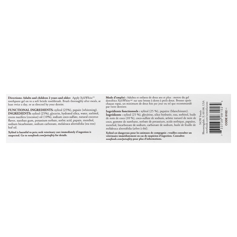 NOW Foods, Solutions, XyliWhite™, зубная паста-гель, кокосовое масло и мята, 181 г (6,4 унции)