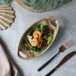 Блюдо овальное 24*12,5 см h5,5 см 210 мл для закусок Pearl Sea Stone с ручками Frutti di Mare [4]