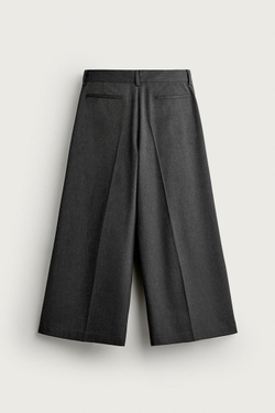 ZARA БРЮКИ WIDE FIT СО СКЛАДКАМИ, АНТРАЦИТОВО-СЕРЫЙ