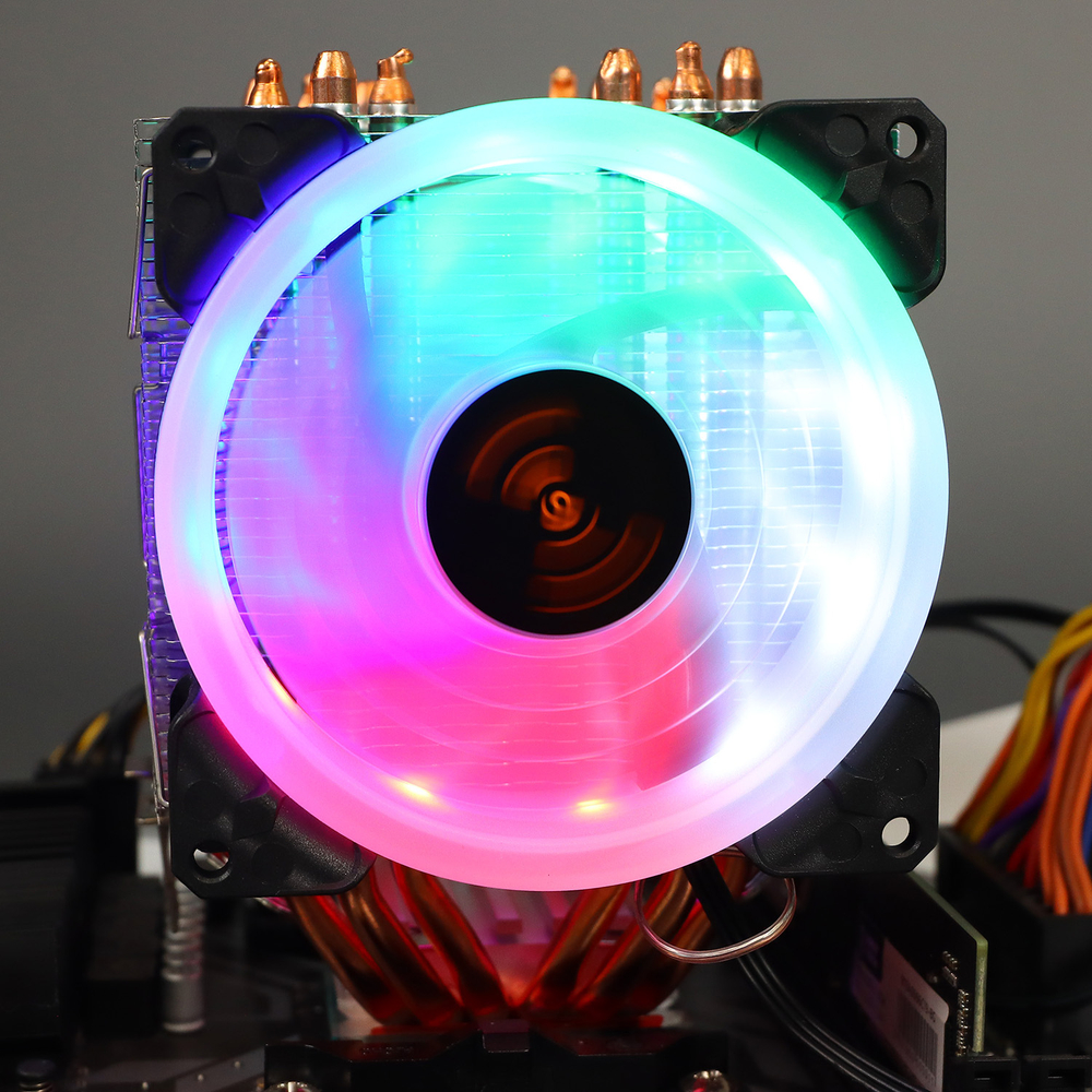 Кулер для CPU ТЕСЛА (TESLA) 620RGB, 2х92мм, 3-pin, Al+Cu, серебристый-белый-прозрачный/FRGB, 2200rpm, 64CFM, 23дБ, 6-PIPE(прямой контакт), TDP 180Вт, INTEL 1700/1200/115x/775/1366, AMD AM5/AM4/AM3(+)/AM2(+)/FM2(+)/FM1/754/940/939 (TSL-620-RGB)