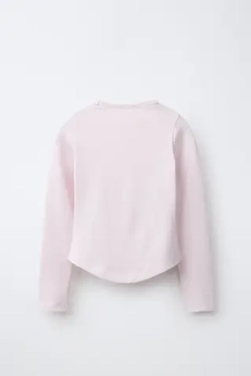 ZARA ОДНОТОННЫЙ ЛОНГСЛИВ С МОДАЛОМ, РОЗОВЫЙ