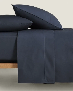 ZARA HOME ПРОСТЫНЯ ИЗ ПЕРКАЛЯ (КОЛИЧЕСТВО НИТЕЙ 300), ТЕМНО-СИНИЙ