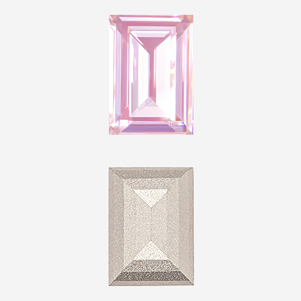 Кристалл Прямоугольник (Step Cut Fancy Stone), оттенок "Розовый кварц"/"Rose Quartz", 14*10мм