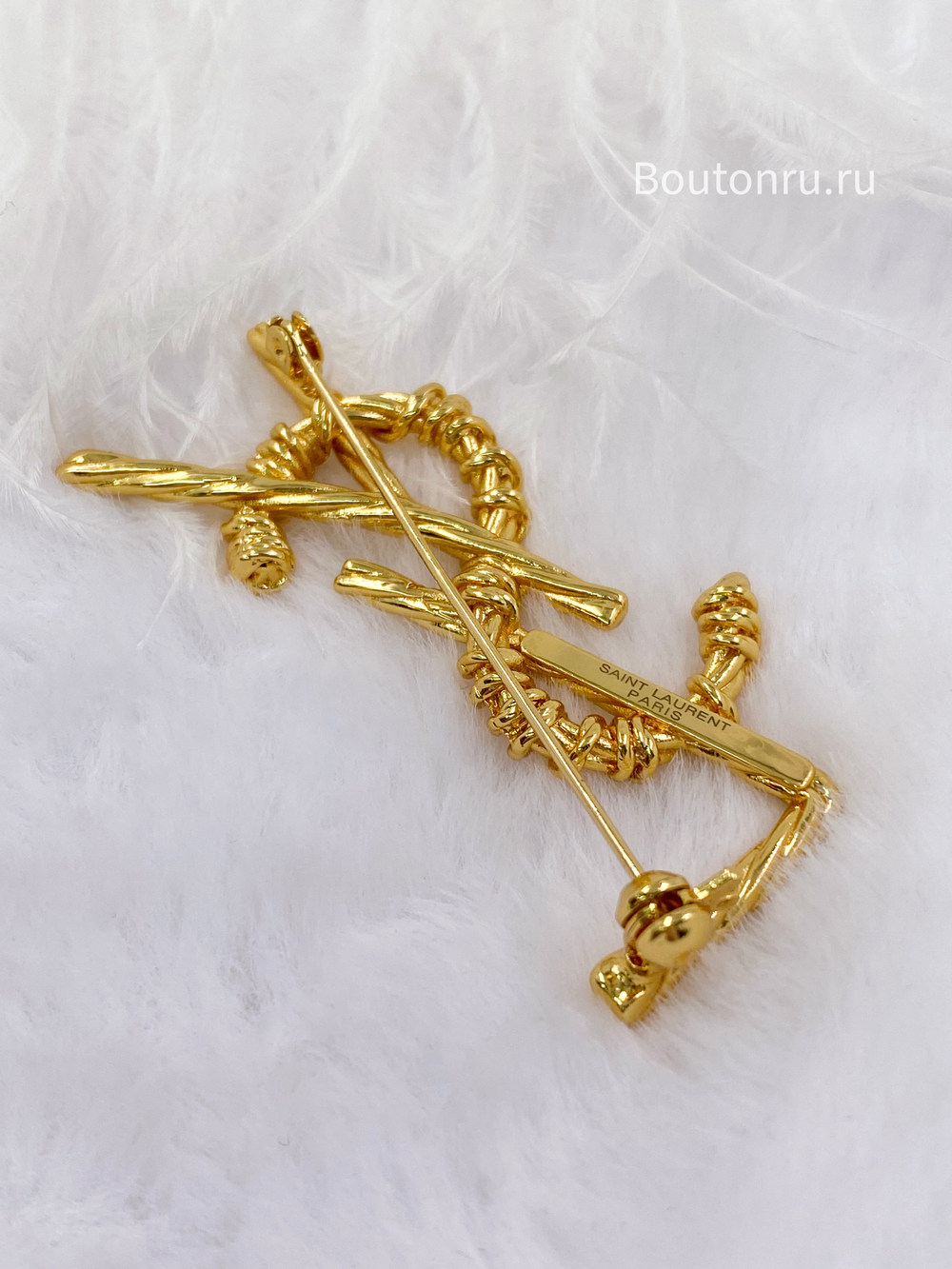 Брошь СЛ золотистая витая