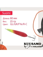 Блесна колебалка Kuusamo Suomi 80/25 GL/GR/FYe/R-C UV