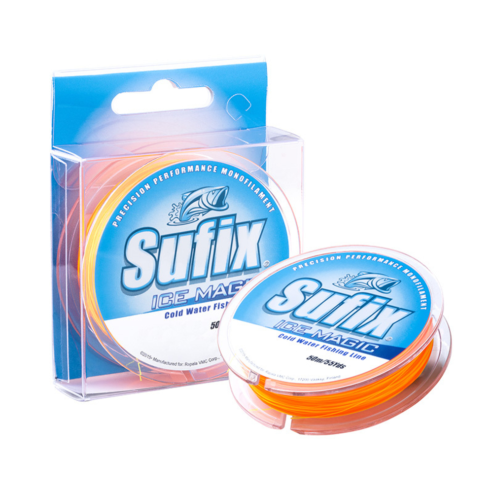Леска зимняя SUFIX Ice Magic 50 м желто-оранжевая 0,225 мм 4,4 кг