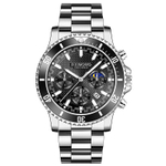RENOVO Green Water God Quartz Movement Stainless Steel Watchband Watch Men"s Watches Black Dial