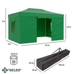 Тент-шатер быстросборный Helex 4336 3x4,5х3м полиэстер зеленый