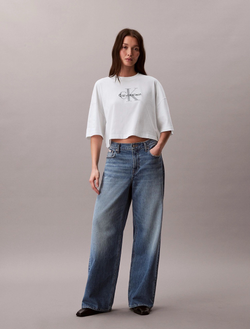 Футболка Calvin Klein Monologo Cropped Boxy Fit Bright White