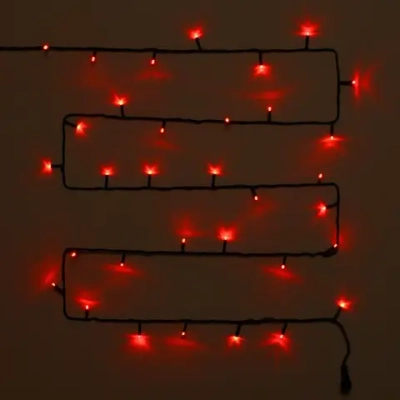 Гирлянда для улицы 11м 120 ламп LED чёрный провод, 8 реж, IP-54, Красный (возможность соединения)