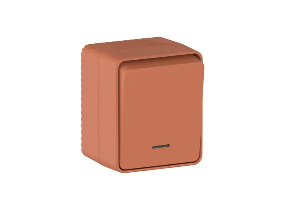Выключатель одноклавишный с подсветкой IP54 Systeme Electric AtlasDesign Profi54 Терракотовый ATN547013
