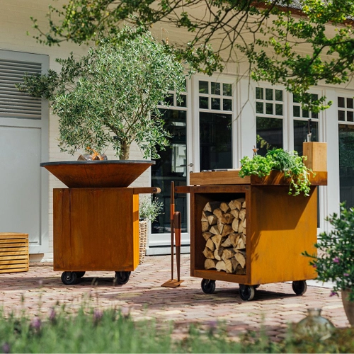 Дровяной гриль-очаг OFYR Classic Corten 100 PRO на колесах