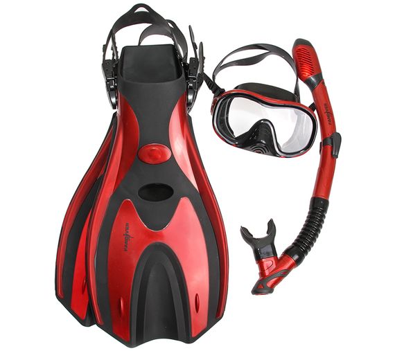 Комплект FanDiver FD-01K (маска+трубка+ласты) в сумочке черный/красный