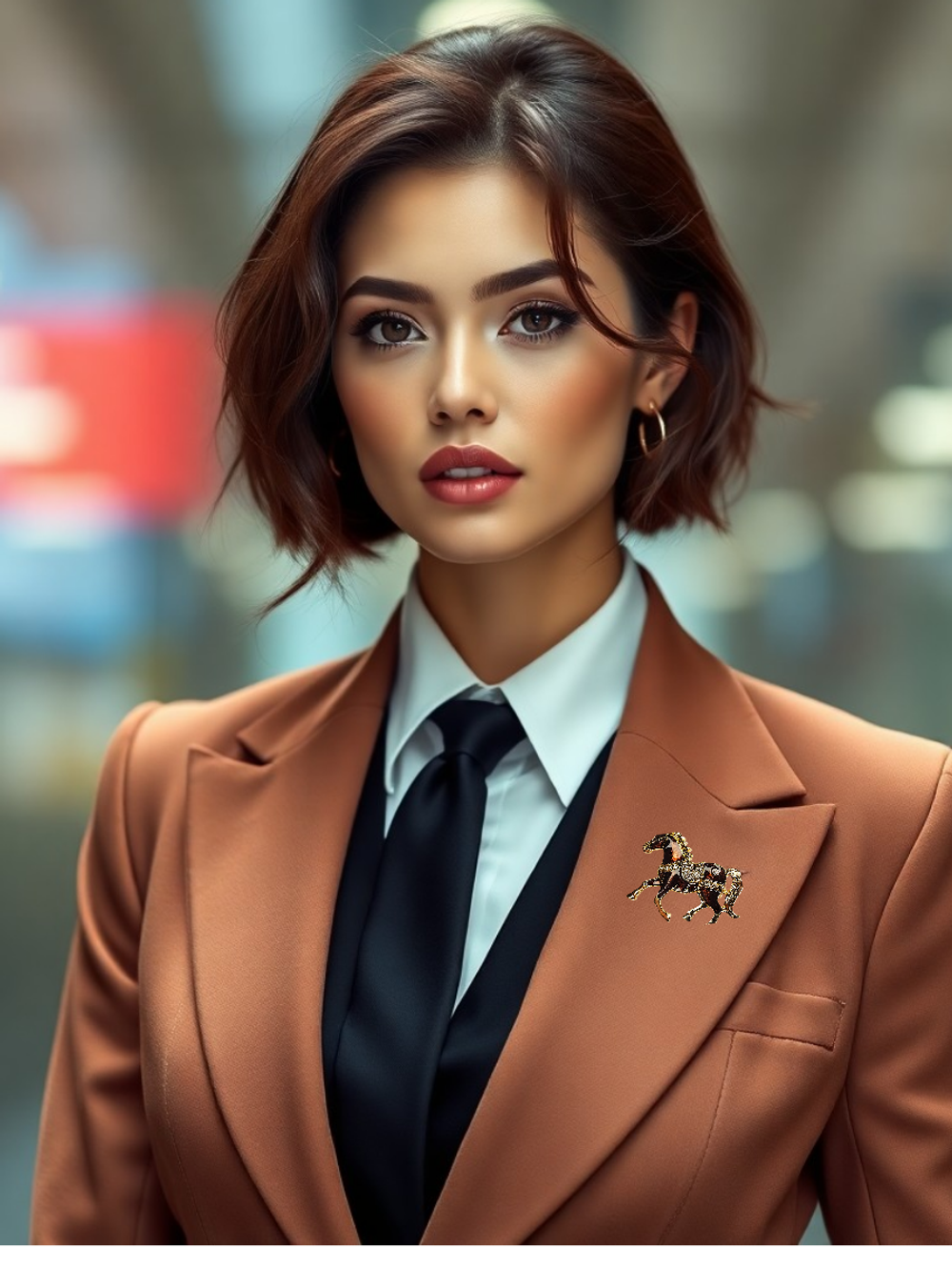 Брошка "Красная бархатная лошадка". Символ года.Женская бижутерия, металл, красный цвет, 5х3см