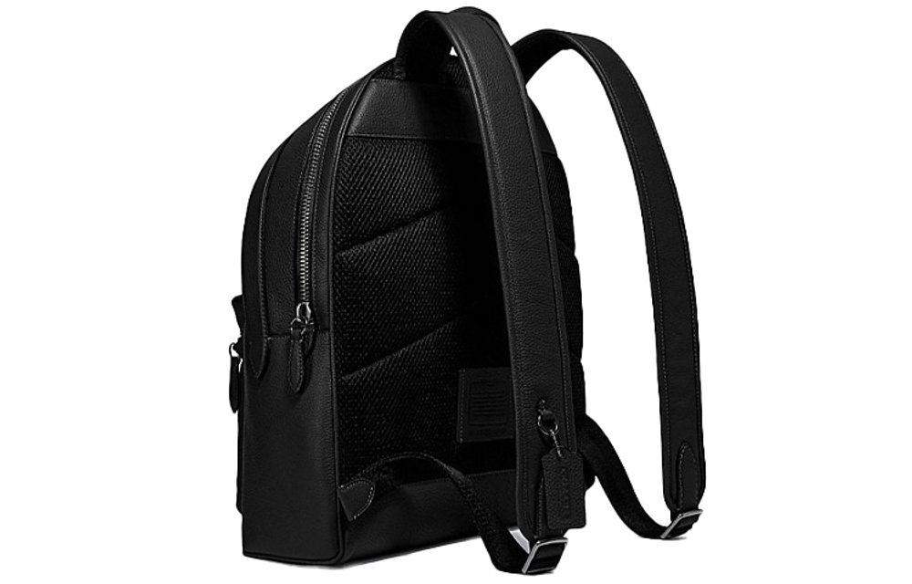 COACH Charter Polished Pebbled Leather Backpack Large Men"s Black