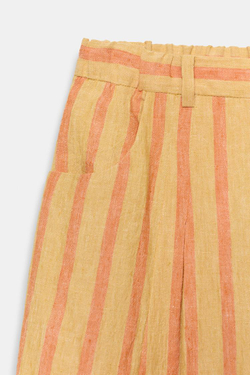 ZARA БРЮКИ В ПОЛОСКУ ИЗ СМЕСОВОГО ЛЬНА — ZW COLLECTION, ОРАНЖЕВЫЙ