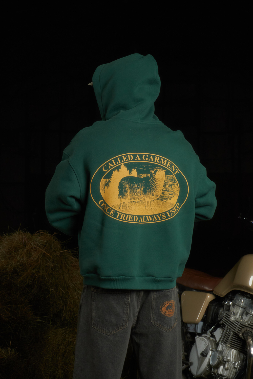 Худи Called a Garment Stamp Heavy Cotton Zip Hoodie "Dark Green"