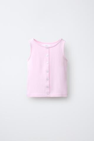 ZARA ФУТБОЛКА С ПУГОВИЦАМИ, РОЗОВЫЙ