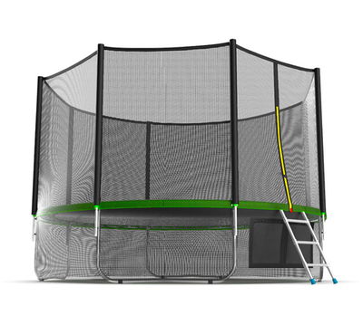 EVO JUMP External 12ft (Green) + Lower net. Батут с внешней сеткой и лестницей, диаметр 12ft (зеленый) + нижняя сеть