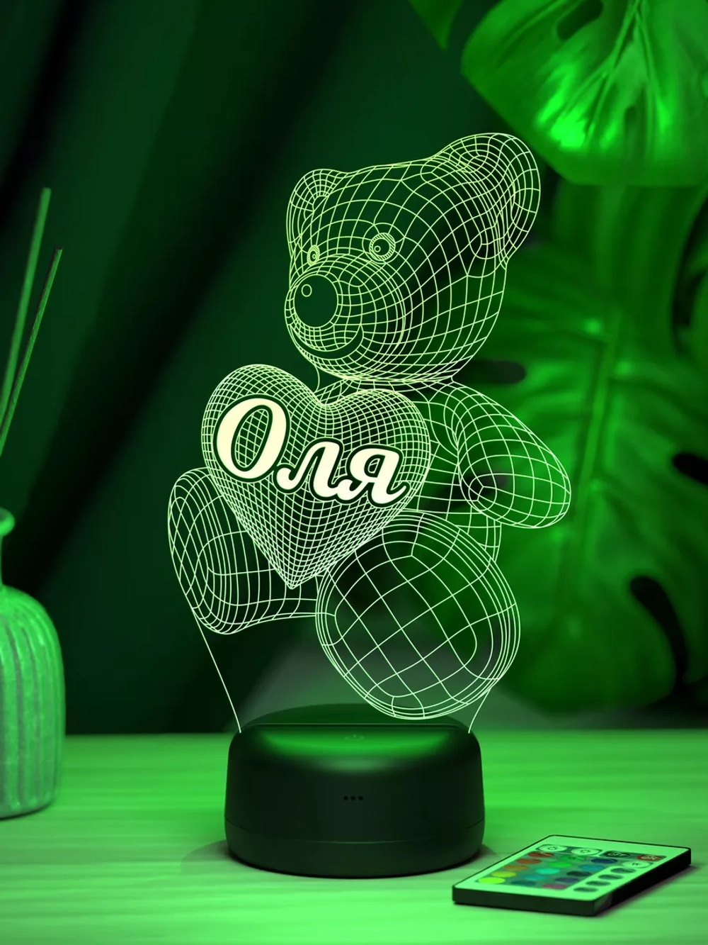Ночник "Именной мишка Оля" - подарок девушке, девочке