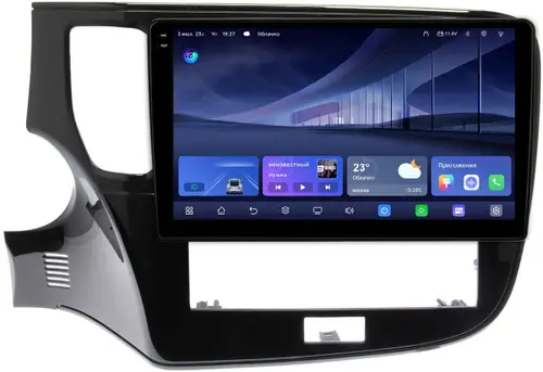 Магнитола для Mitsubishi Outlander 3 2019-2022 (прямоугольный климат) - Kuberg QLed+2K, Android 14, TS105, Быстрейшая, CarPlay, SIM-слот