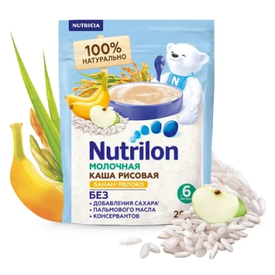 Каша Nutrilon молочная Рисовая яблоко-банан 200г с 6 месяцев
