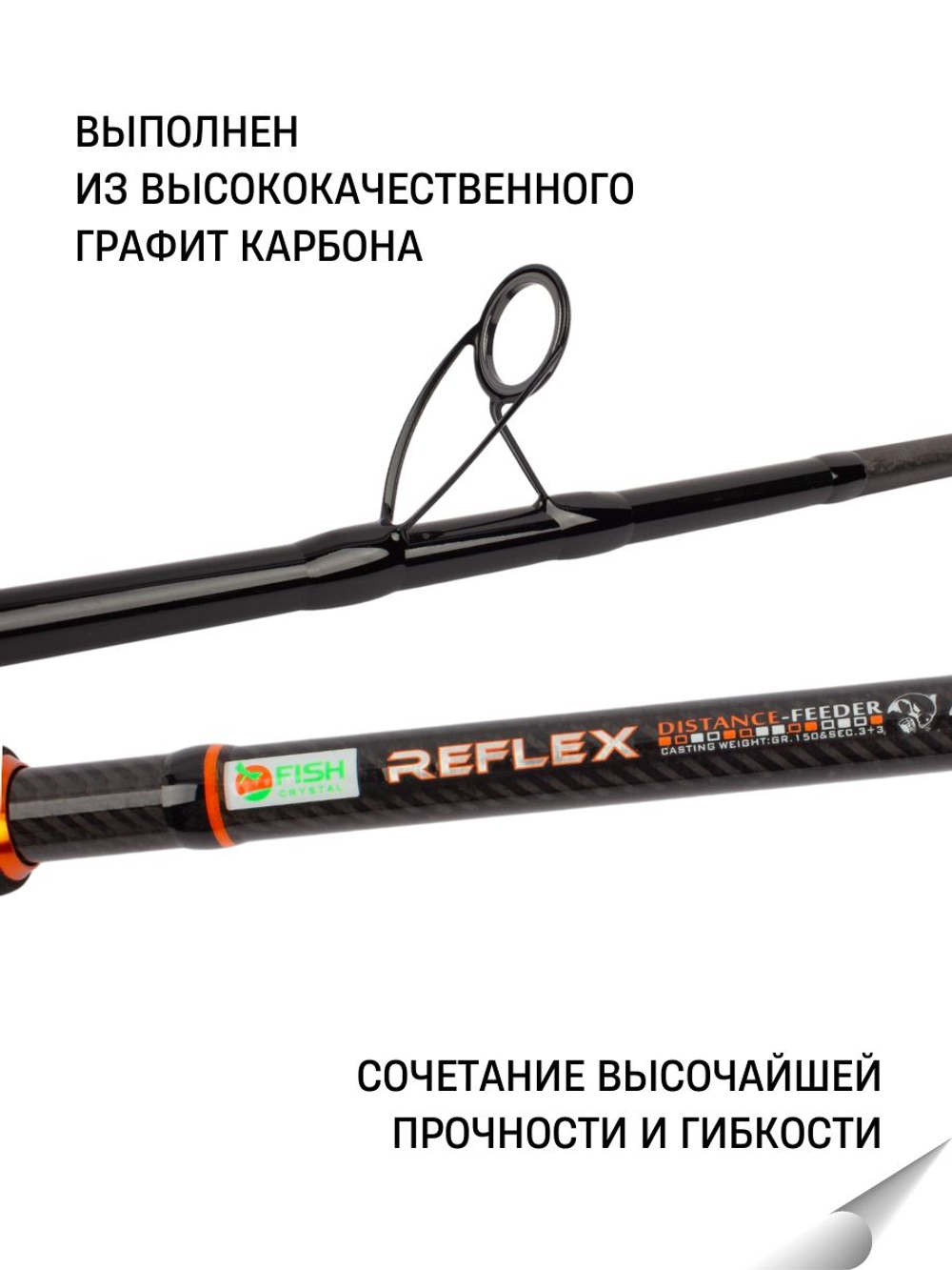 Удилище фидерное "REFLEX METHOD FEEDER" FISH CRYSTAL, тест до 150 г, 4,20 м, 3+3