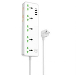 Фильтр сетевой HOCO AC13A, 250V/10A 5 розеток, 17W 3.4A Type-C+3xUSB, 1.5m White