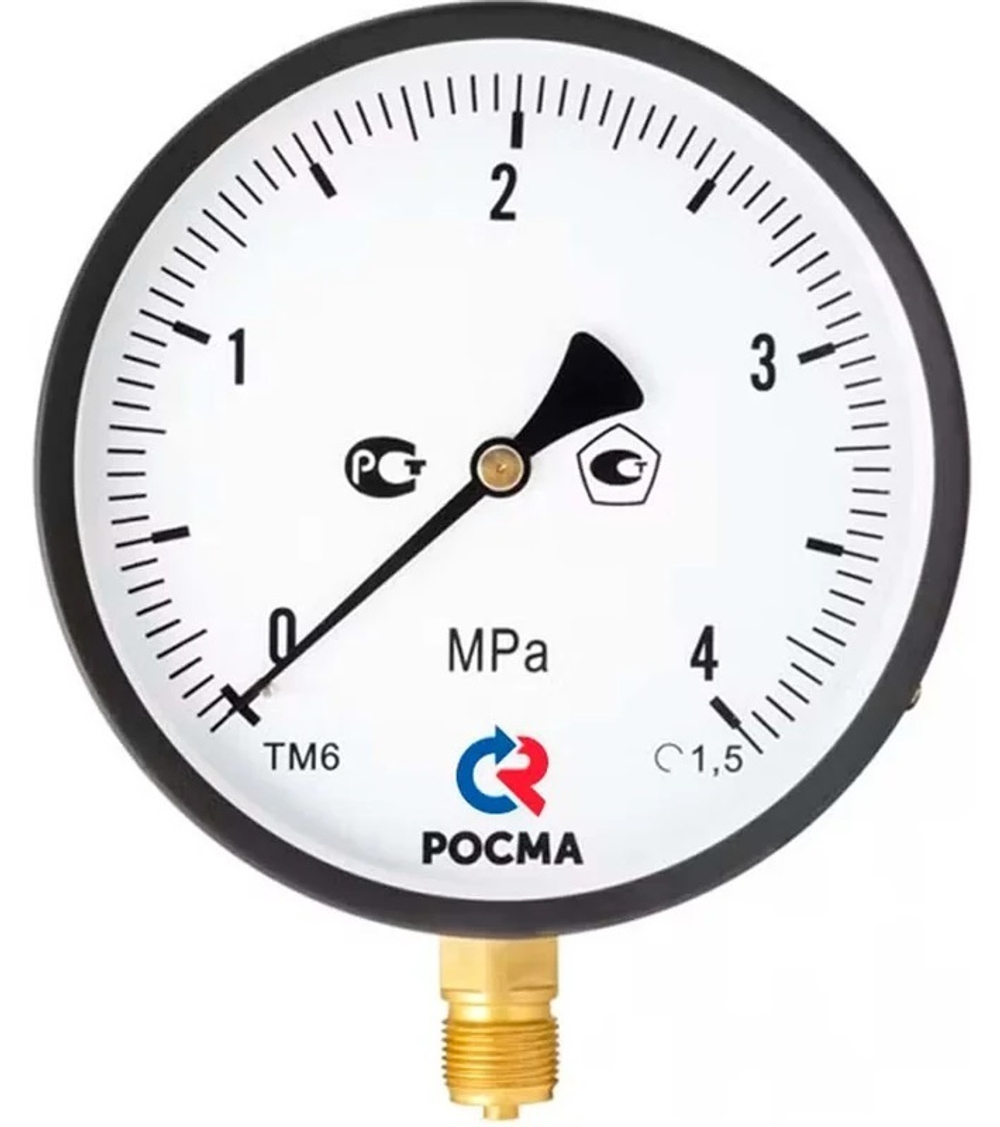 Манометр низкого давления РОСМА ТМ-610Р МТИ, 150мм, 0-1,6 МПа, М20*1,5, кл. т. 0,4