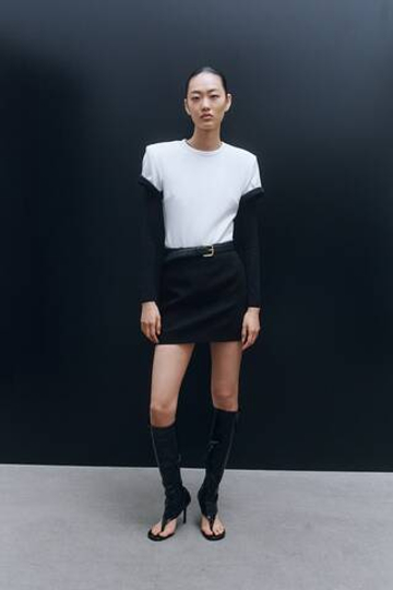 H&M X WARDROBE.NYC Шерстяная мини-юбка, черный