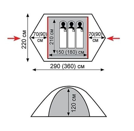 Палатка TRAMP Peak 3 (V2), артикул TRT-26, цвет Зеленый