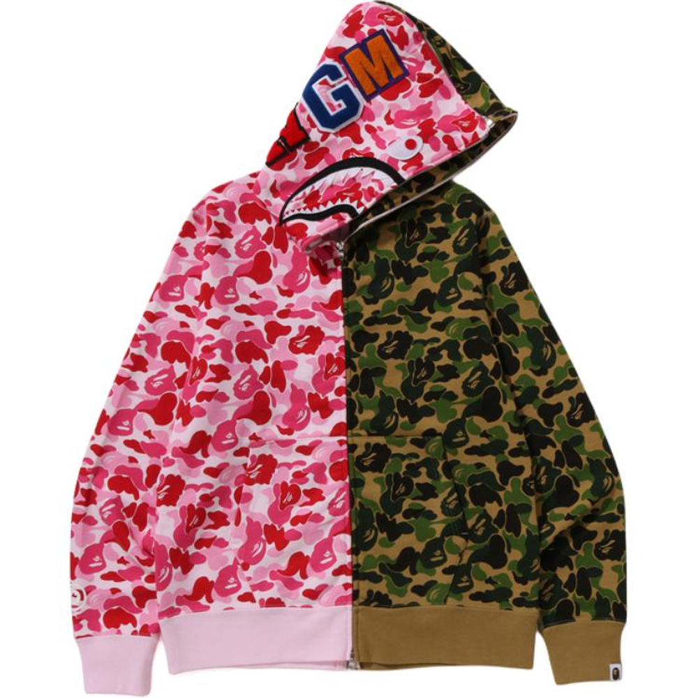 A Bathing Ape Bathing Ape Abc Camos Separate Shark Full Zip Худи розовый зеленый