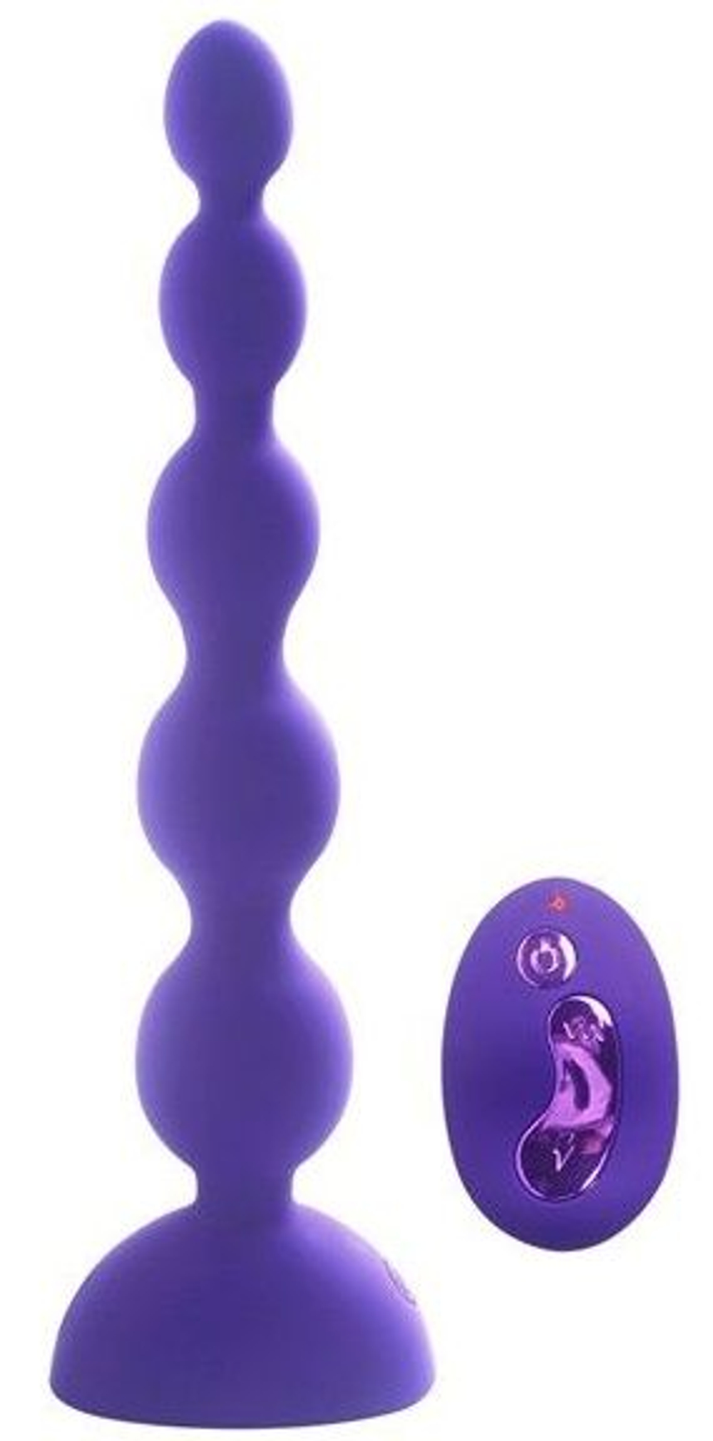 Фиолетовый анальный вибростимулятор Anal Beads L с пультом ДУ - 21,5 см. (Цвет: фиолетовый)