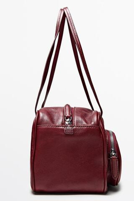 Massimo Dutti Средняя сумка-боулинг из кожи наппа, красный