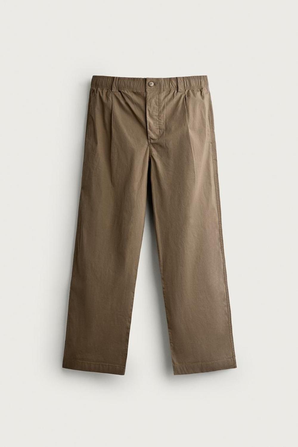 ZARA БРЮКИ RELAXED FIT СО СКЛАДКАМИ, СЕРО-КОРИЧНЕВЫЙ