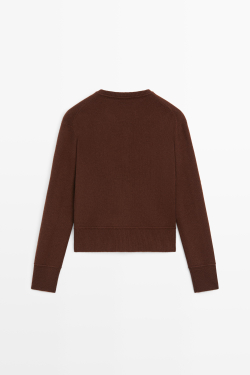 Massimo Dutti Короткий кардиган из 100% шерсти, гранатовый