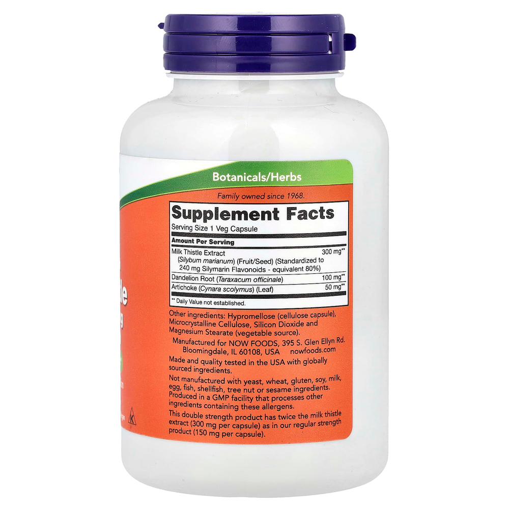 NOW Foods, экстракт расторопши, 300 мг, 200 вегетарианских капсул