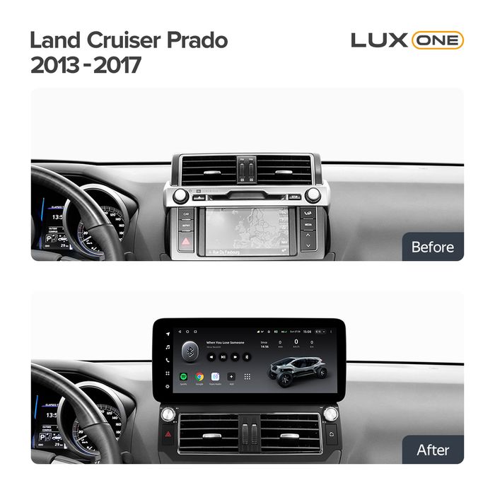 Магнитола для Toyota Land Cruiser Prado 150 2013-2017 - Teyes LUX ONE 360 монитор 12.3" 2K QLED на Android 10, Быстрая, CarPlay, 4G SIM-слот, 4 камеры в комплекте