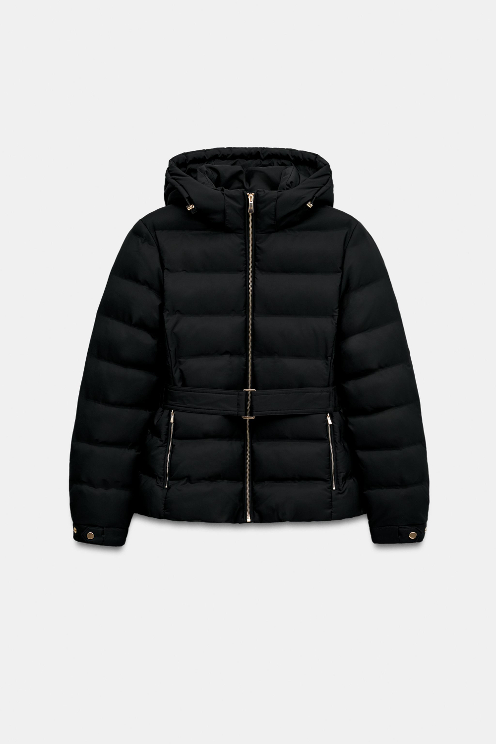 ZARA КОРОТКИЙ ВЕТРОЗАЩИТНЫЙ НЕПРОМОКАЕМЫЙ АНОРАК С КАПЮШОНОМ, ЧЕРНЫЙ