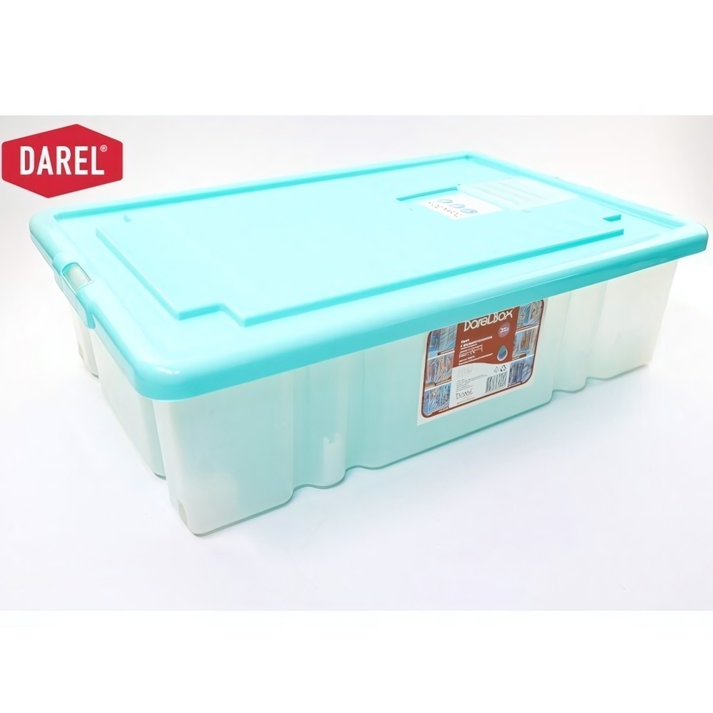 Ящик с крышкой ДАРЕЛ БОКС (DARELBOX) 36л на колесах 605*400*165 бирюзовый (с клапаном для антимолевых и дезодорирующих средств)