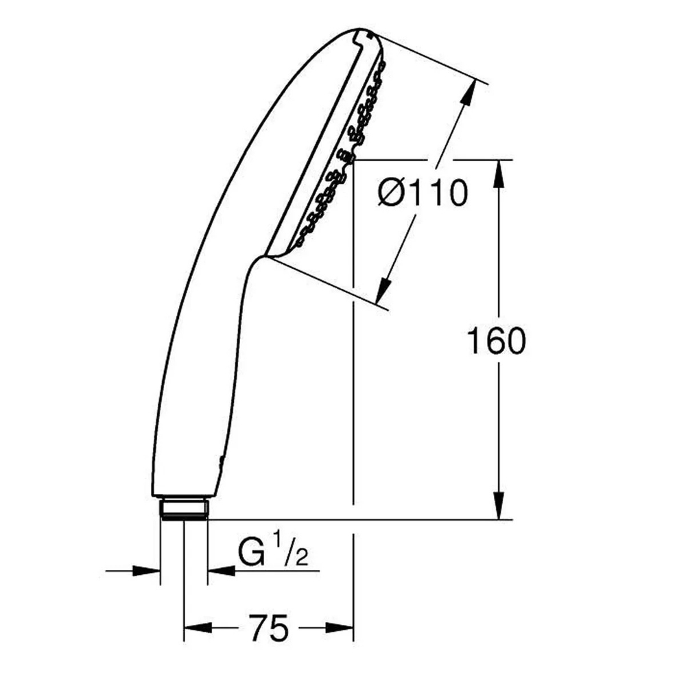 Ручной душ GROHE Vitalio Start 110, 1 режим струи, 9,5 л/мин, хром (27941001)