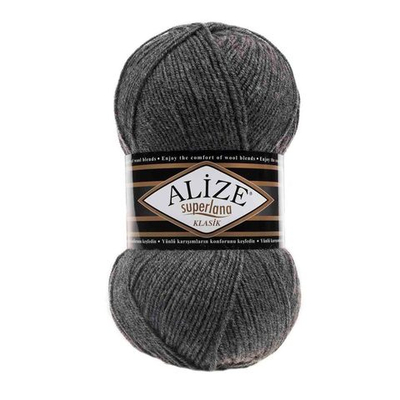 Пряжа Alize (Ализе) Superlana klasik / уп.5 мот. по 100 г, 280м, 182 средне-серый меланж A