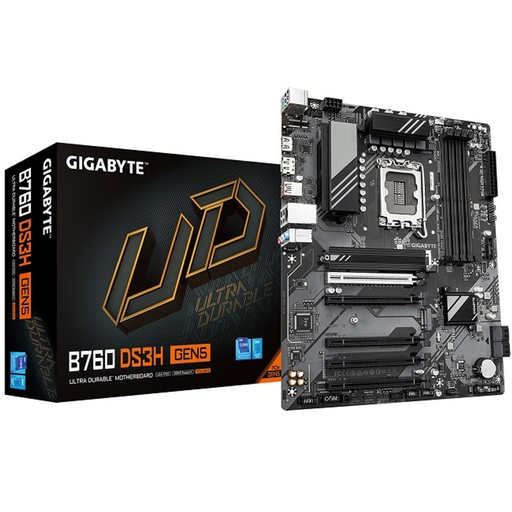 Материнская плата GIGABYTE B760 DS3H GEN5 (LGA1700/B760/4xDDR5/5xPCI-Ex16/2xM.2/SB7.1/GLAN/DisplayPort/HDMI/ATX)