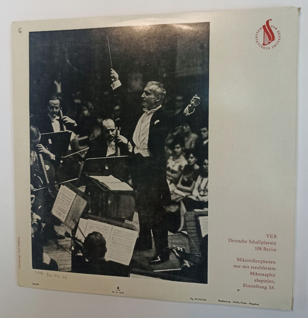 Винтажная виниловая пластинка LP Gustav Mahler Малер Gewandhausorchester Leipzig , Dirigent Vaclav Neumann Sinfonie Nr. 5 Симфония № 5 Cis Moll (GDR 1966)