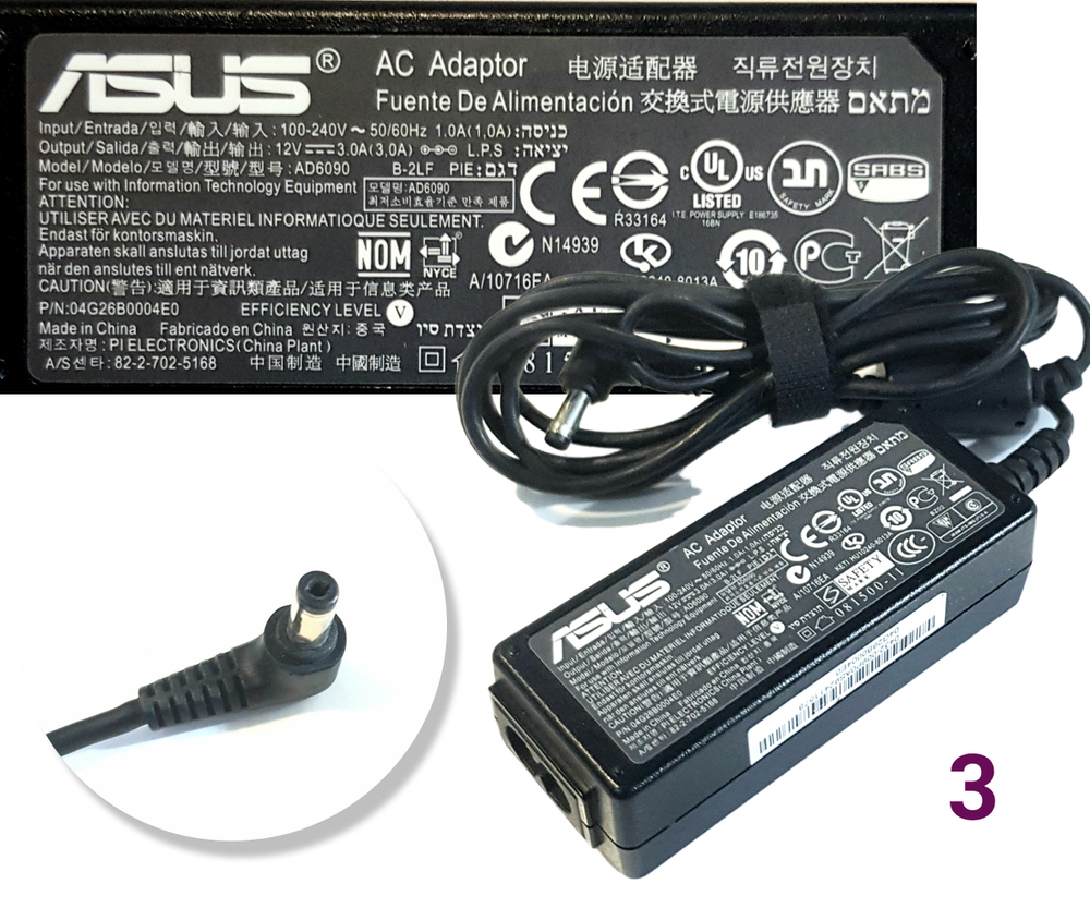 Блок питания для ноутбука ASUS AD6090 12V - 3A 36W, штекер 4,8 x 1,7 оригинальный