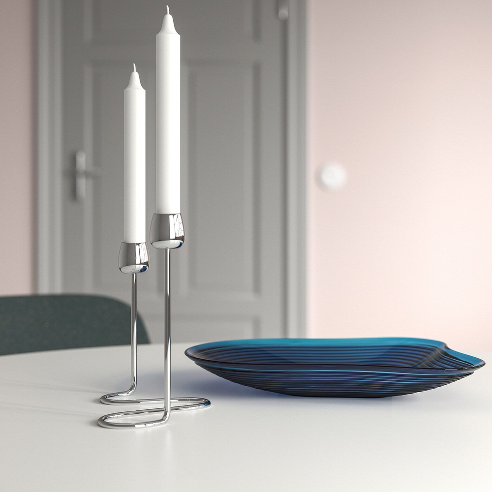IKEA SILVERPÄRON (ИКЕА СИЛВЕРПЭРОН) — Подсвечник для 2 свечей, серебристый, 20 см, фото 3