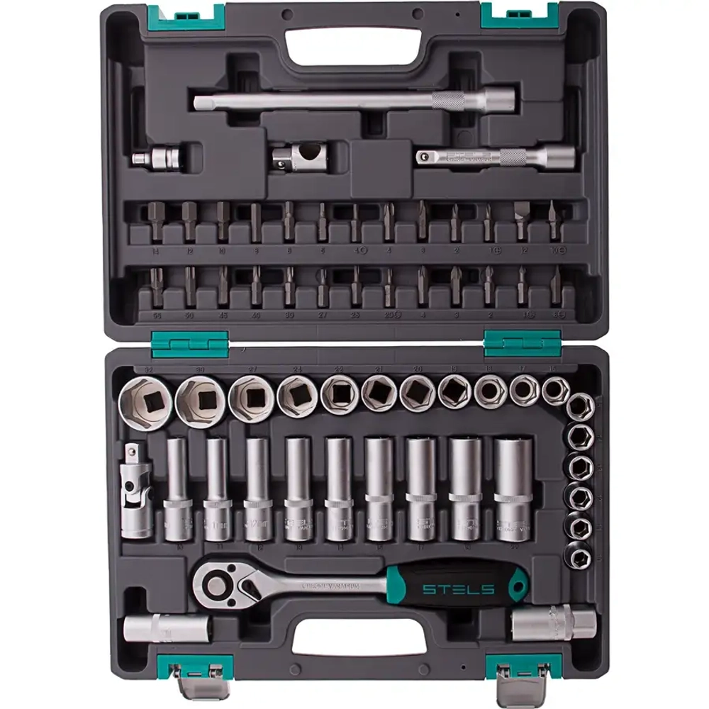 Набор инструментов, 1/2", CrV, пластиковый кейс, 60 пр STELS 14103