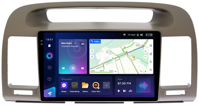 Магнитола для Toyota Camry 30 2001-2006 (рамка оливковая) - Teyes CC3-2K монитор 9.5" 2K QLED на Android 10, Быстрая, CarPlay, 4G SIM-слот
