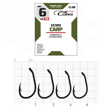 Крючки Cobra CARP CC302 №1, 8 шт.